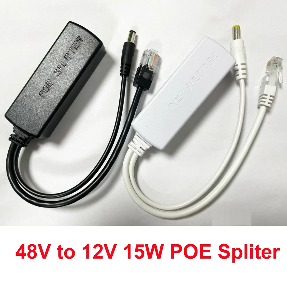 POE Splitter Adapter 48V to 12V 15W IEEE 802.3af Compliant 10/100Mbps Power over Ethernet for Surveillance IP Camera DC5.5*2.1mm