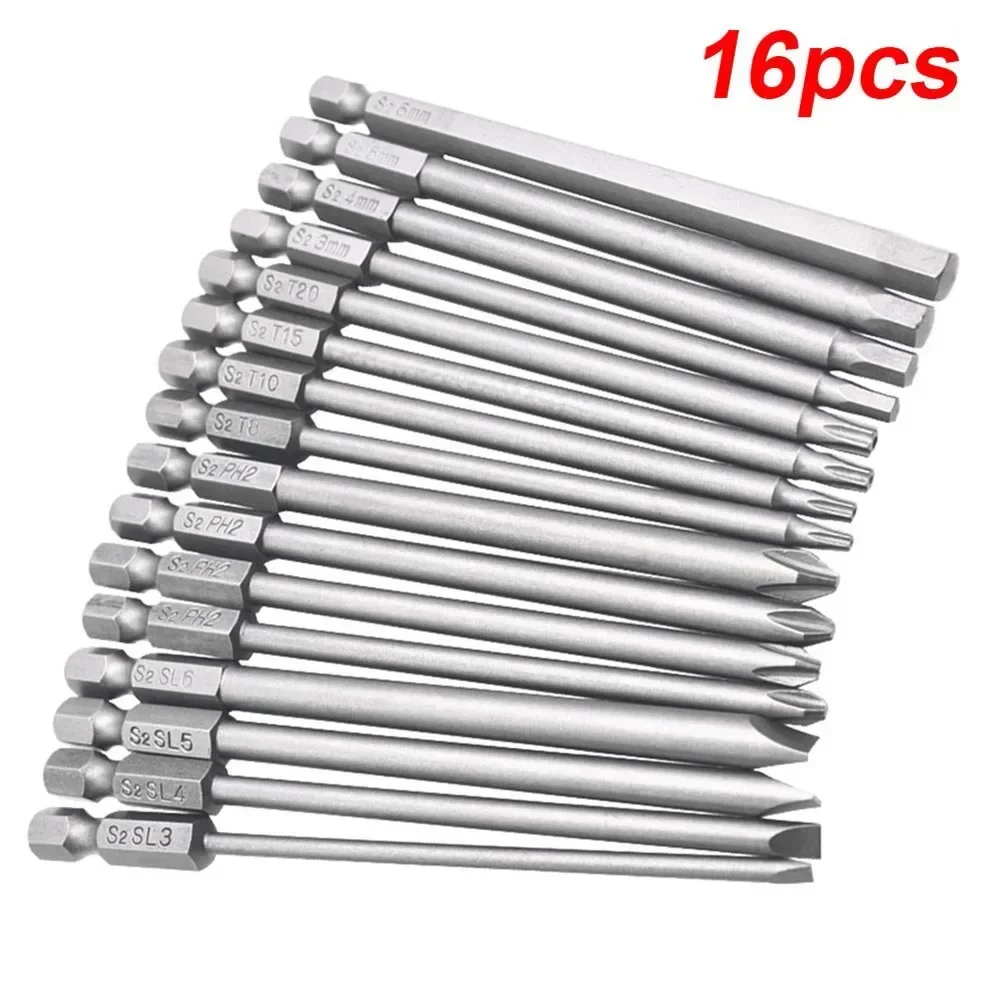 

16pcs Magnetic Screwdriver Bits Set Magnetic Batch Head Slotted Cross Screw Driver Bits For Car Repair Utility Electric Tool Acc
