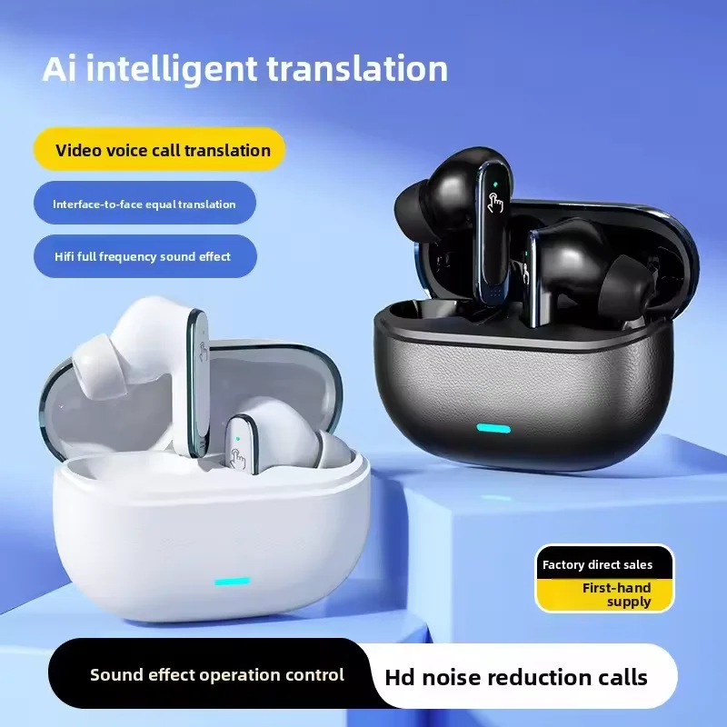 New AI translation wireless Bluetooth earphones with intelligent sound effects and multilingual translation settings