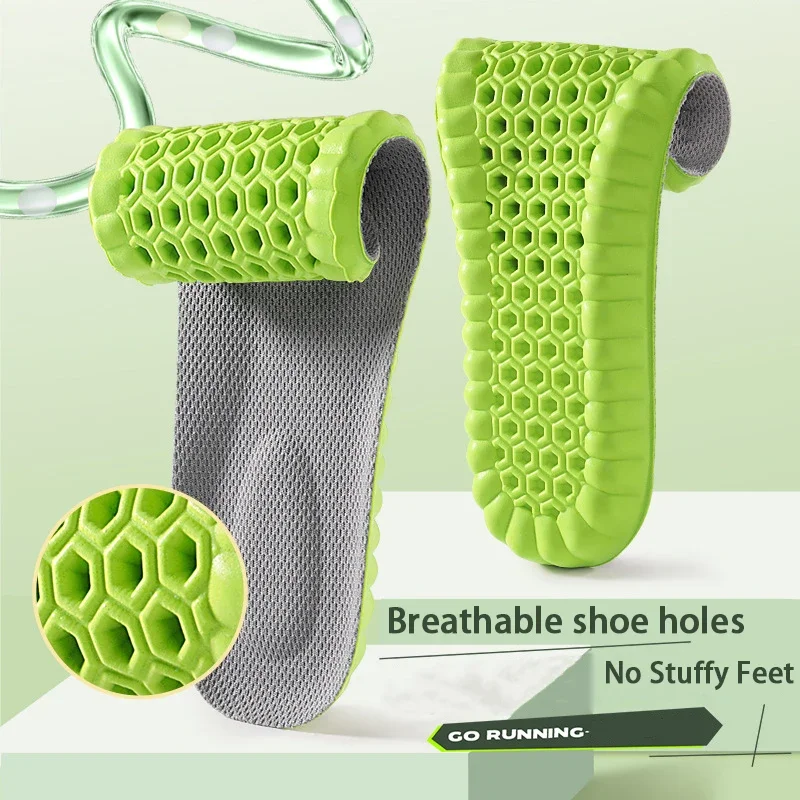 4PCS Soft Elasticity Sole Breathable Comfortable Insoles Men and Women's Sports Shock Absorbing Insole Outdoor Running Insoles