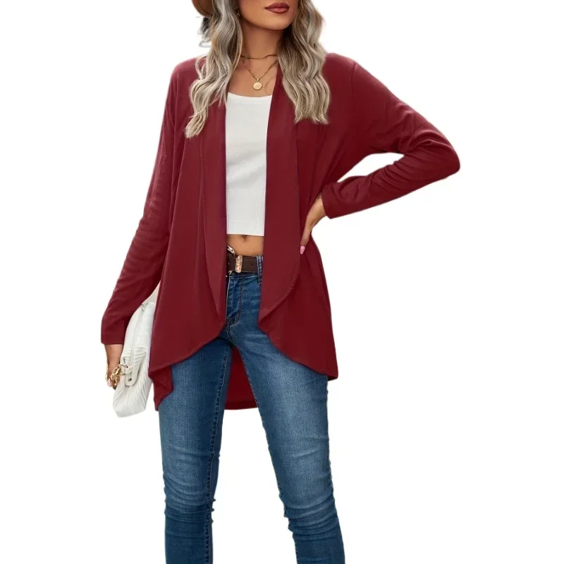 حجم كبير 1XL-5XL جديد المرأة ربيع الخريف بلون جديد الموضة ومزاجه سترة فضفاضة بأكمام طويلة