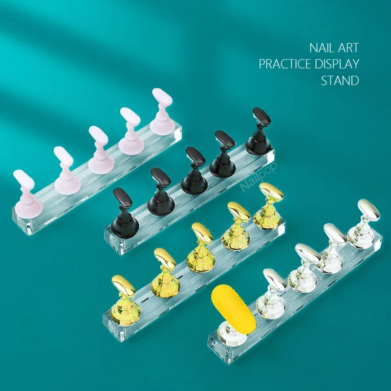 5pcs False Nail Tips Practice Display Stand Chess Board Magnetic Practice Holder Set Polish Gel Color Display Stand Tool