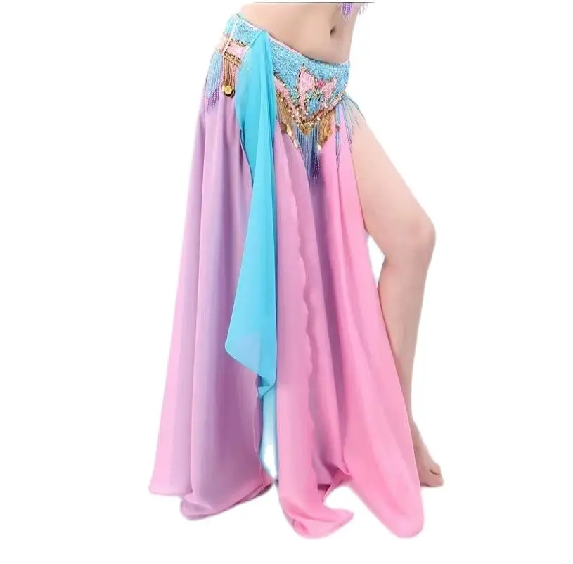 Cheap 12 Colors Professional Women Belly Dancing Clothes Full Circle Skirts Flamenco Skirts Plus Size Satin Belly Dance Skirt