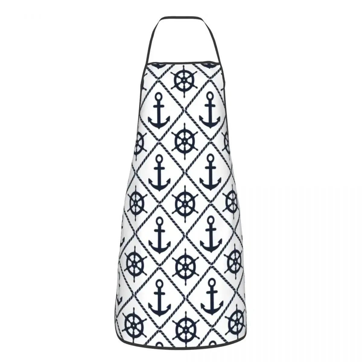 Custom Bib Anchor And Wheel Aprons Men Women Adult Chef Cooking Kitchen Nautical Sailing Sailor Lover Tablier Cuisine Gardening