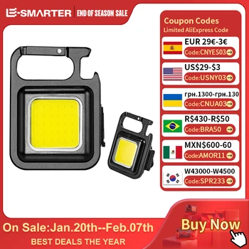 COB LED ミニ懐中電灯超高輝度 EDC キーホルダーライト屋外緊急キャンプポケットランプテールマグネットコークスクリュー付き