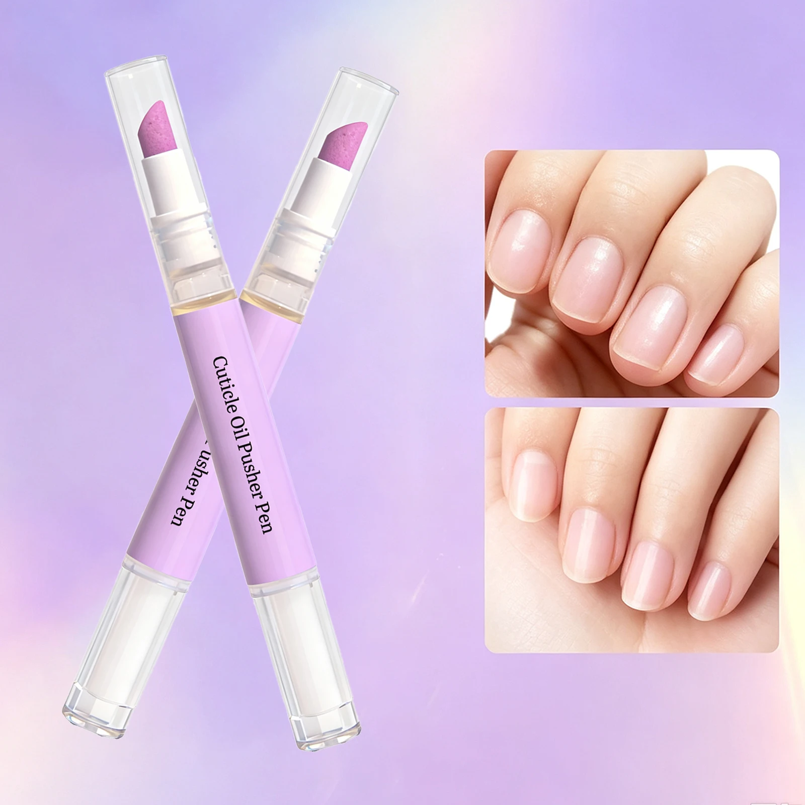 2 in 1 Cuticle Oil Pusher Pen Lavender Nourishing Hydrating Softening Nail Care Portable Manicure Tool For DryHands CuticleCream