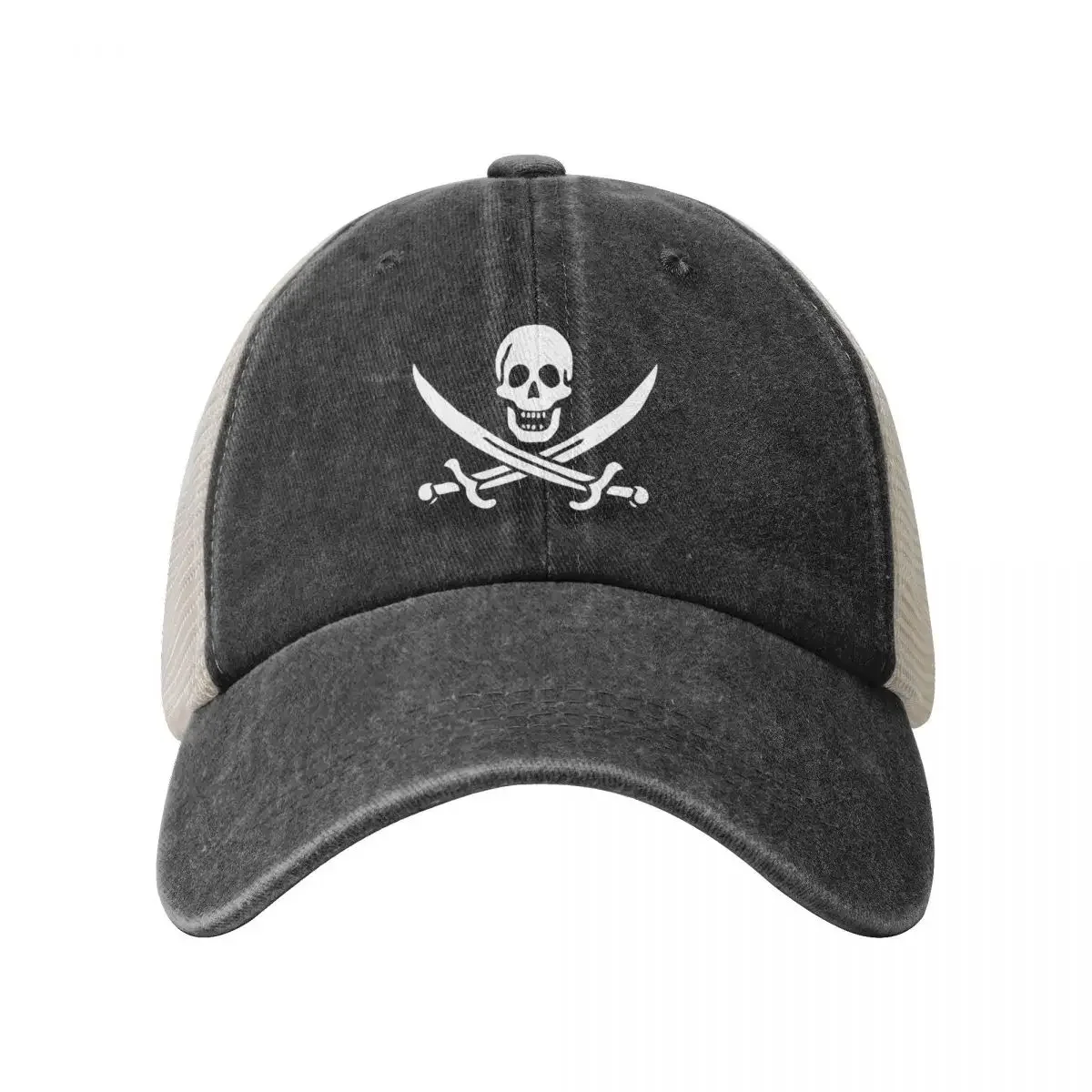 Jolly Roger / Skull and Crossbones Cowboy Mesh Baseball Cap Icon beach hat Fishing cap Mens Tennis Women's