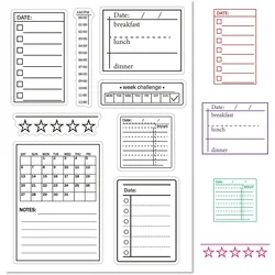 1pc Calendar Planner Label Stencils Clear Rubber Stamp Vintage Frame Transparent Silicone Seals Stamp for Journaling Card Making