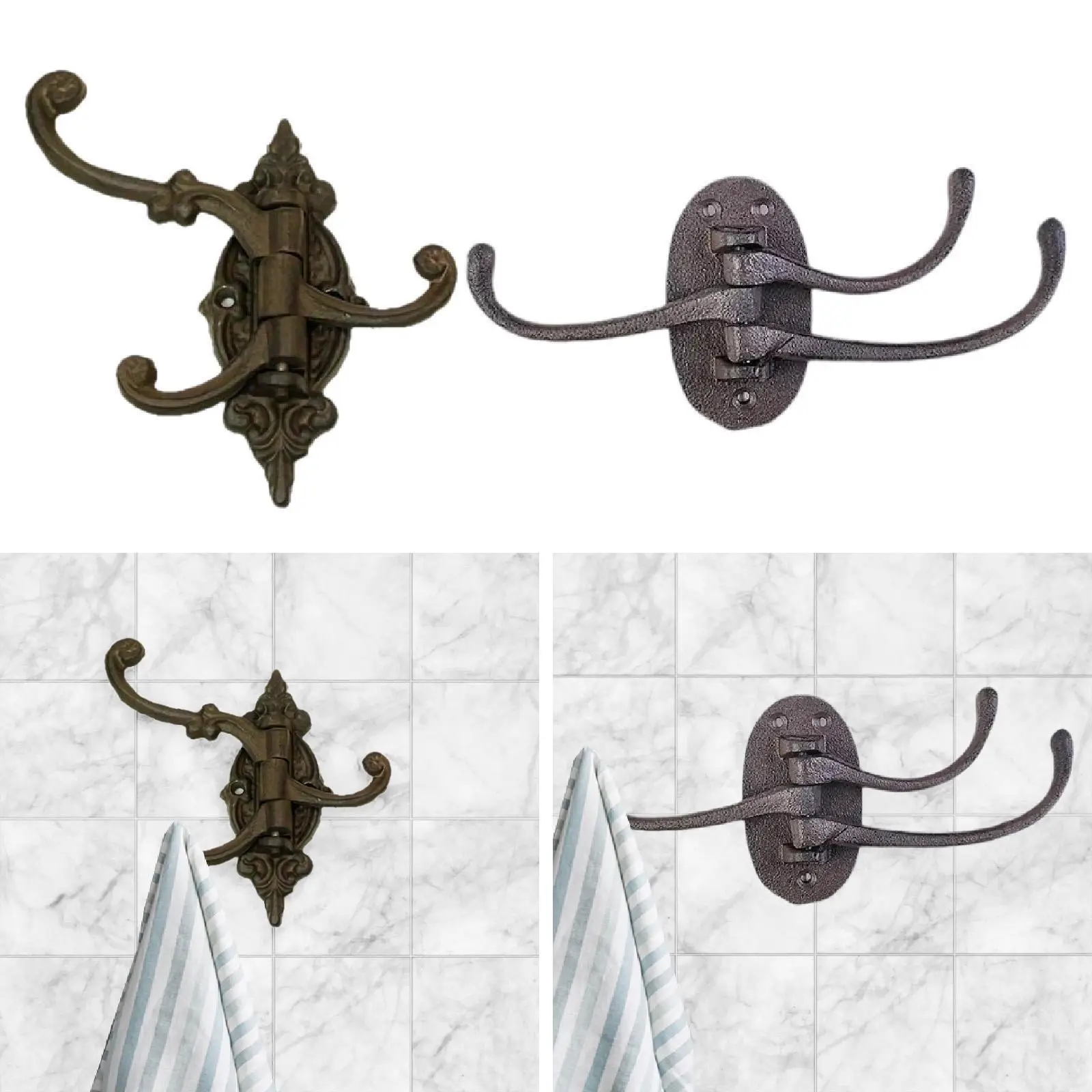 

Чугунный крючок, подвесной, вешалка для одежды, настенный органайзер для хранения, поворотный настенный крючок для горшков для цветов, забора, дома, фойе, сада