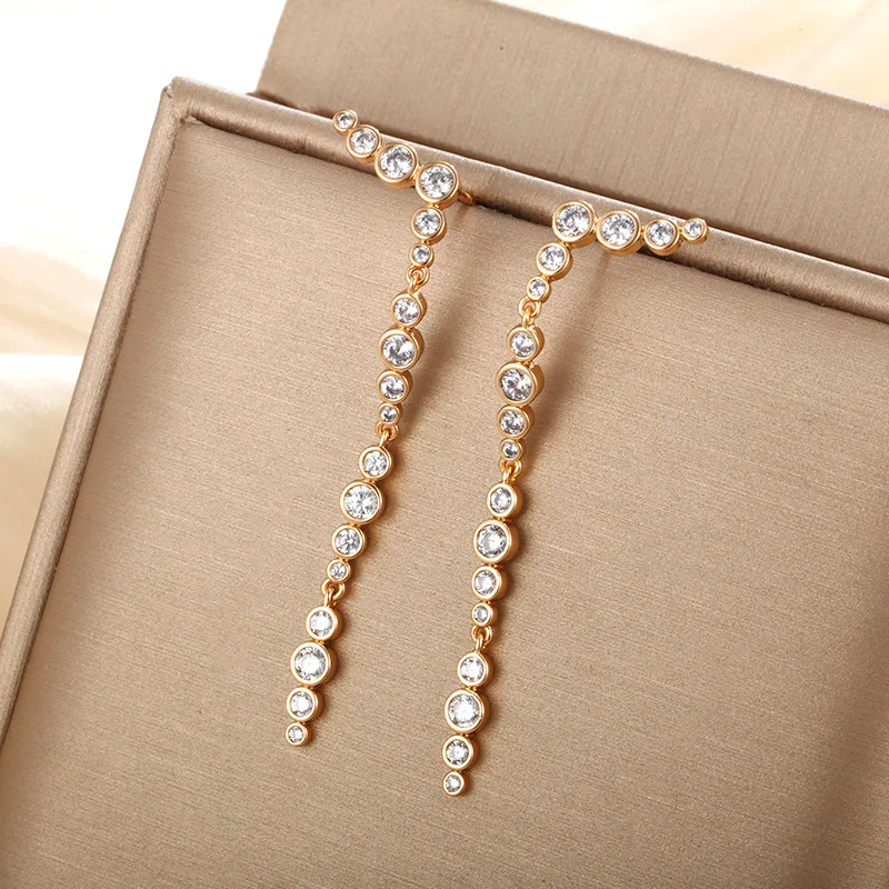 

Long Tassel Earrings, Gold-Plated Zircon, Personality, Creativity, Design Earrings, High-End Feel