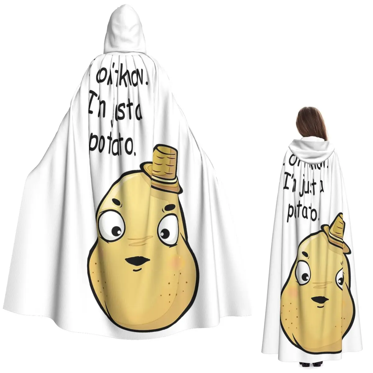 모르겠어. 나는 단지 감자일 뿐입니다 긴 후드 망토 마녀 중세 의상 코스프레 케이프 할로윈 코트 성인 유니섹스