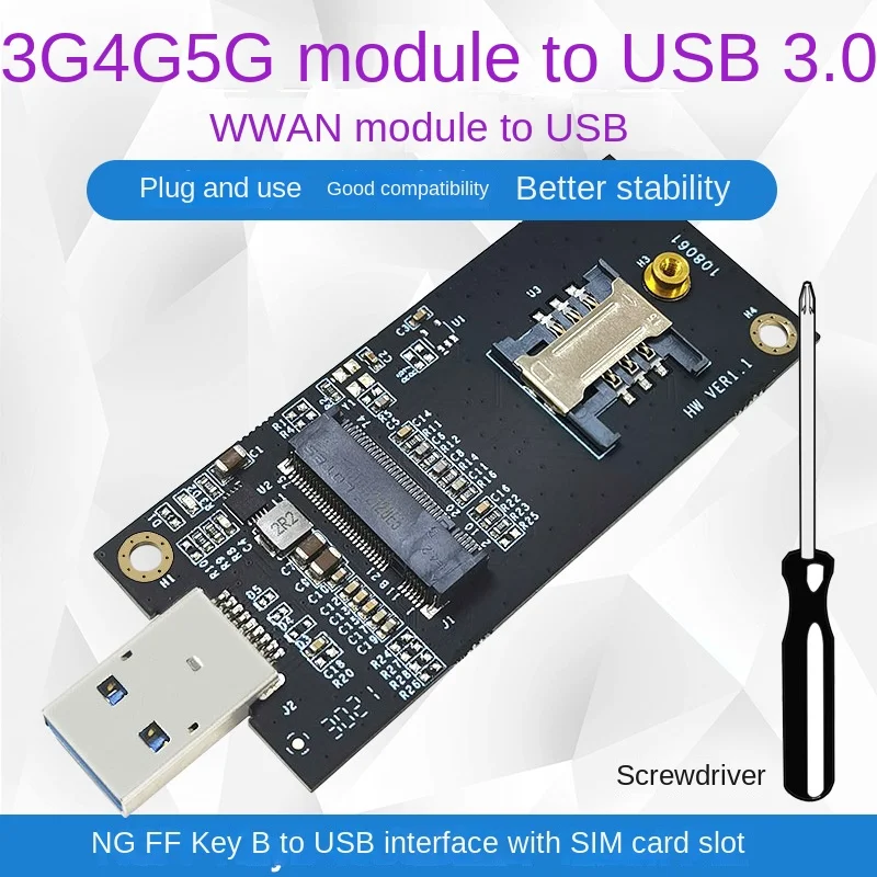 NGFF KeyB To USB 3.0 3G/4G/5G WWAN Module Testing Adapter Board/headband SIM Slot