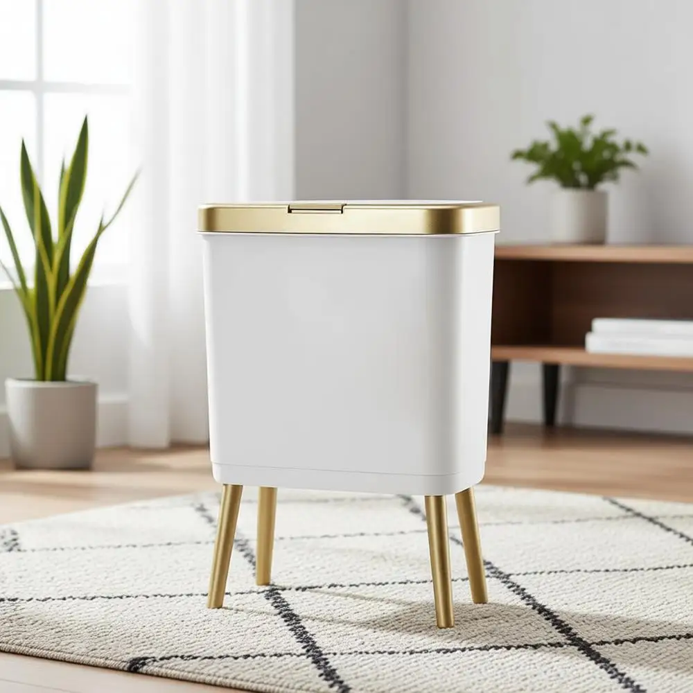 

Мусорное ведро с золотистой кнопкой открывания, 4 галлона, на ножках, для дома и офиса