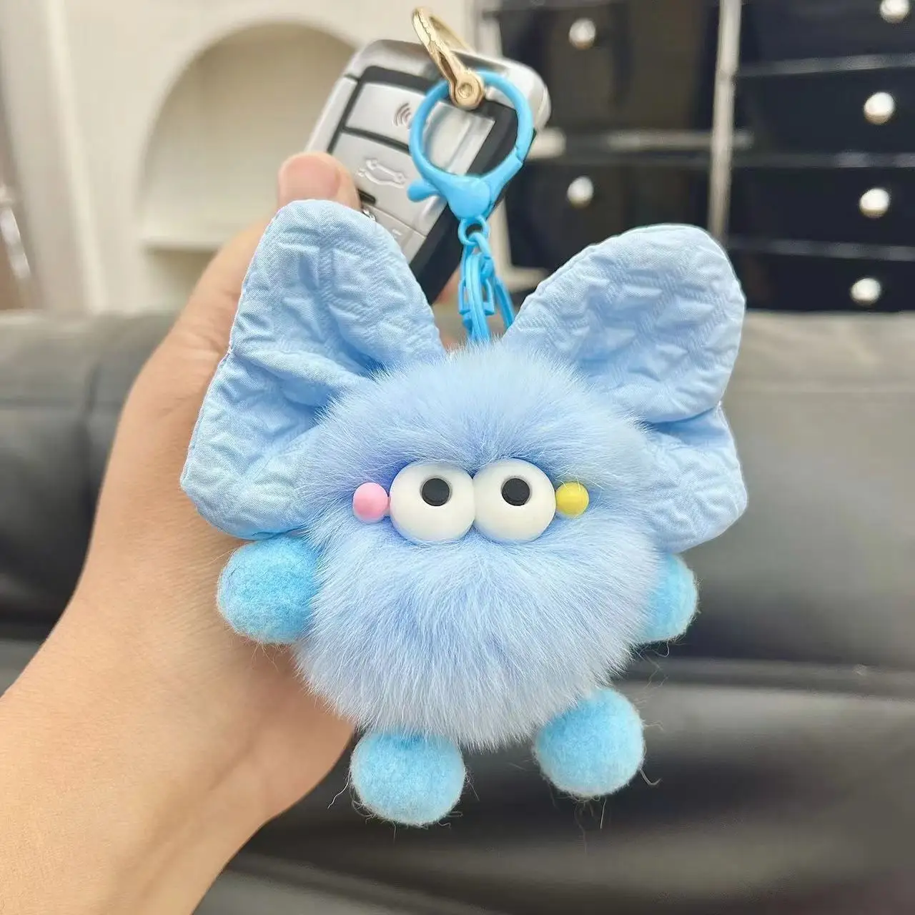

Kawaii плюшевый шарик-брелок-стиль из кроличьего меха, автомобиль и сумка, подвеска с бантом, декор, аксессуары для украшения комнаты, эстетический декор комнаты