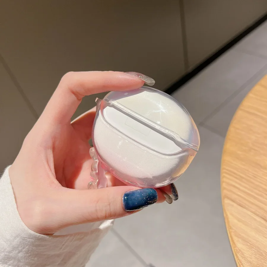 حافظة لهاتف OPPO Enco Air 3i Air 2i زهرة عصرية/مفاتيح كرتونية لطيفة من السيليكون الشفاف لهاتف OPPO Enco Air 3i غطاء سماعة الأذن