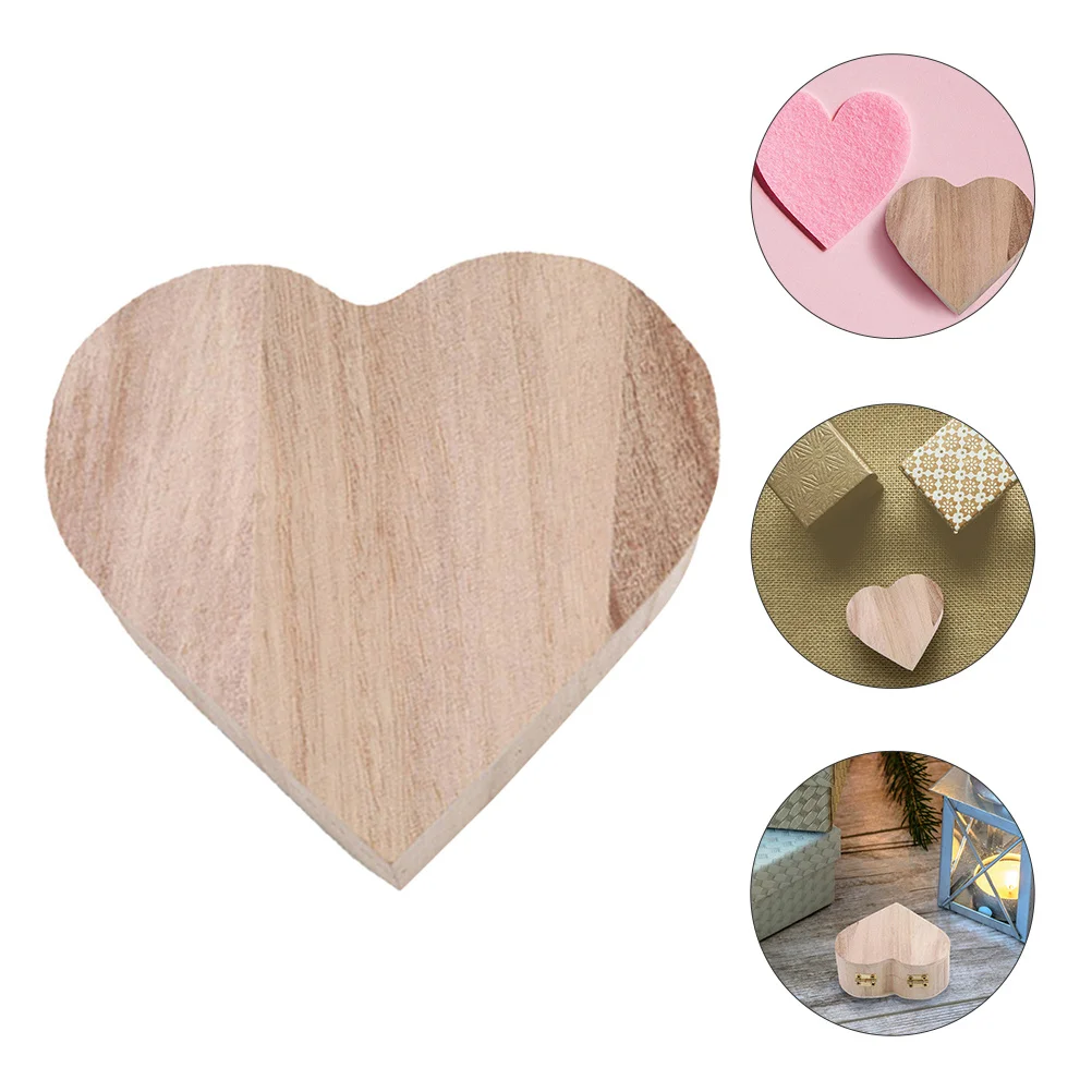 

2Pcs Wooden Heart Jewelry Box Multi-Functional Storage Case Scratch-Resistant Organizer for Women Girls Elegant Decorative Gift