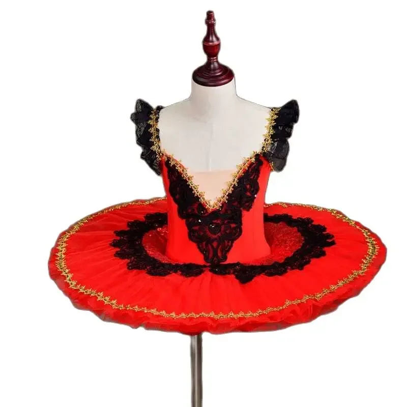 

red professional ballet dance performance costume competition costume TUTU gauze ballet dance costume training skirt