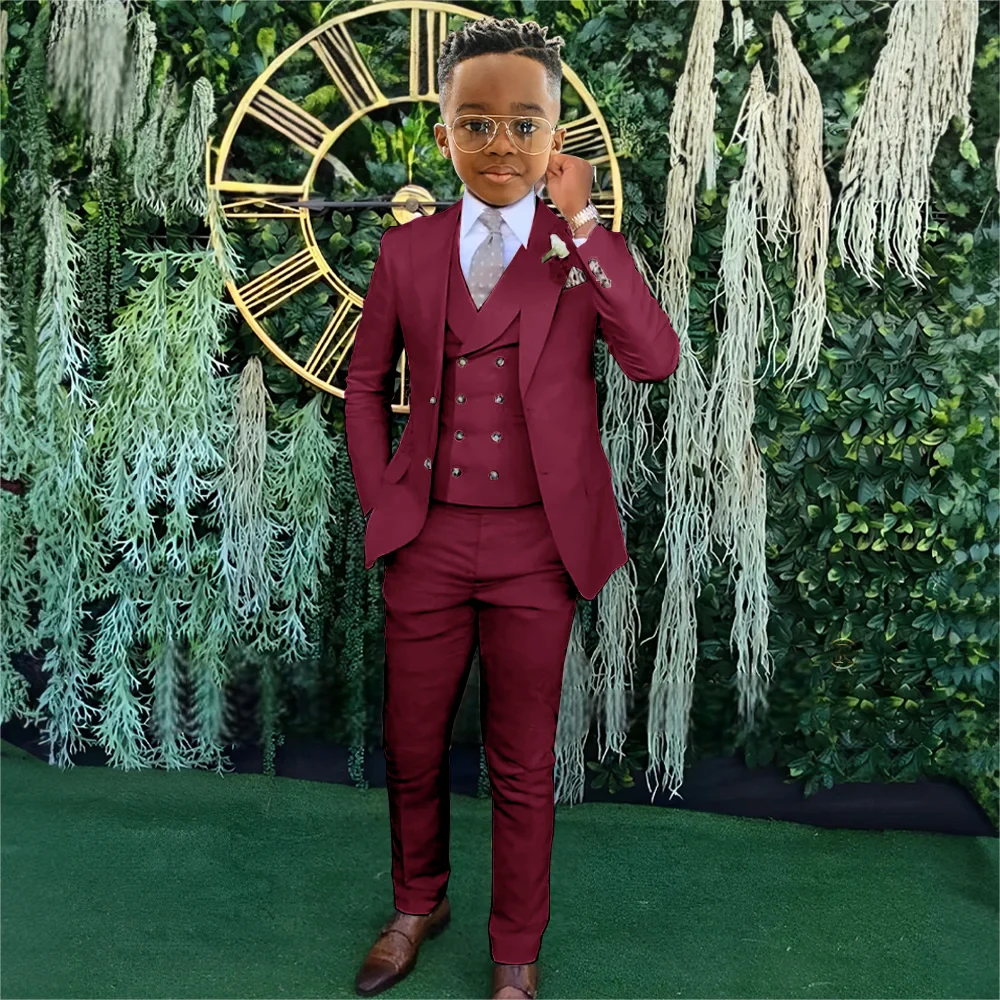 Boys Beige wedding suit dress tuxedo 3-piece suit suitable for 2-16 year old boys customized dinner ceremony tuxedo suit