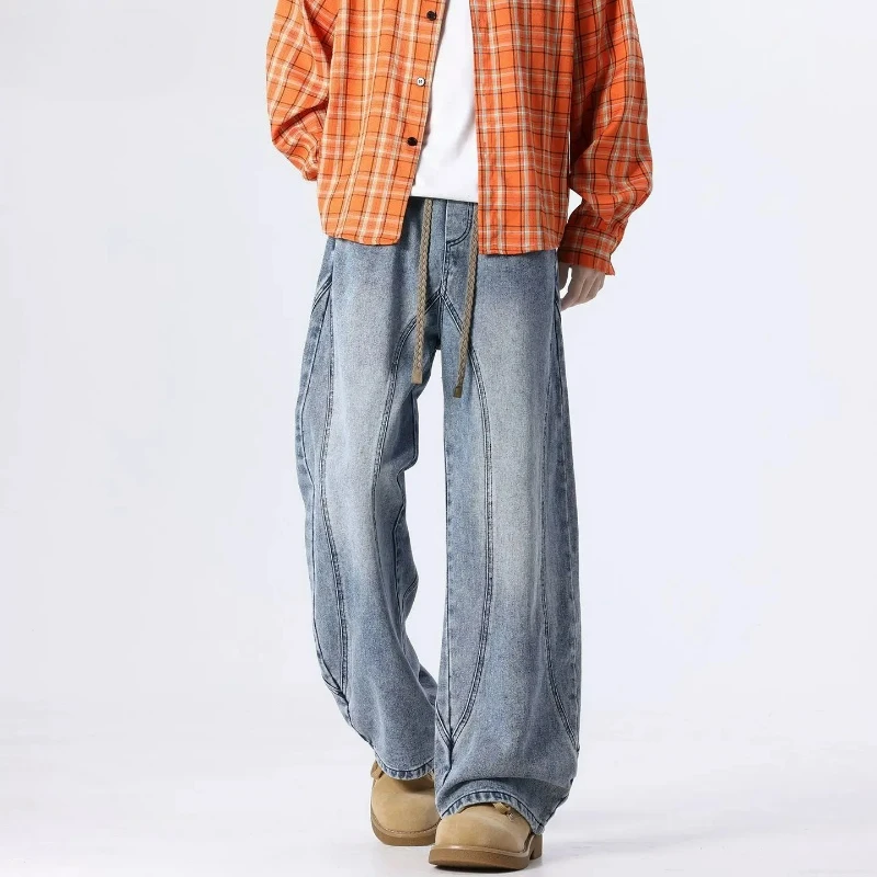 

Men's Jeans Fashion Loose Straight Casual American Style Retro Knife Long Pants Spring Autumn Brand Casual Men's Denim Trousers