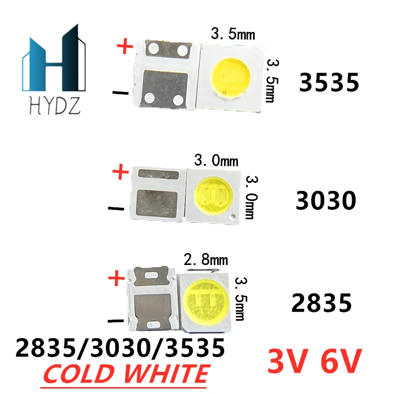 50-100Pcs For LG led tv backlight 2835 3030 3535 3V 6V 1W 3W kit electronique led for lcd tv repair Cool cold white