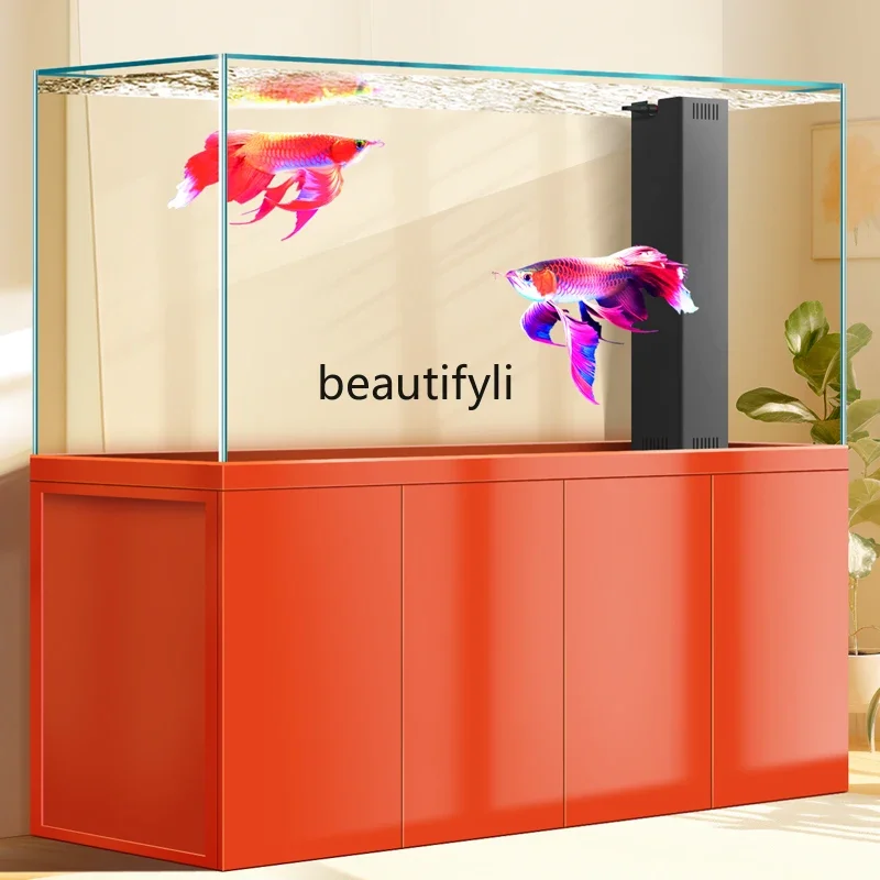D80 خزان الأسماك الأبيض للغاية المتكامل الشد الزجاج غرفة المعيشة المنزلية كبيرة Girolong خزان الأسماك السفلي تصفية خالية من الماء ch #1