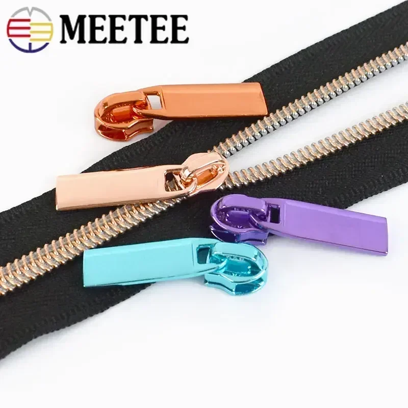 10-100Pcs Meetee 5# Zipper Sliders for Nylon Zippers Tape Bag Zips Heads Pocket Zip Pull Repair Kits DIY Sewing Accessories