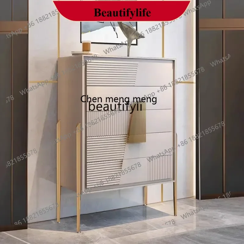 D178   Italian light luxury chest of drawers high-end living room solid wood locker bedroom minimalist drawer cabinet