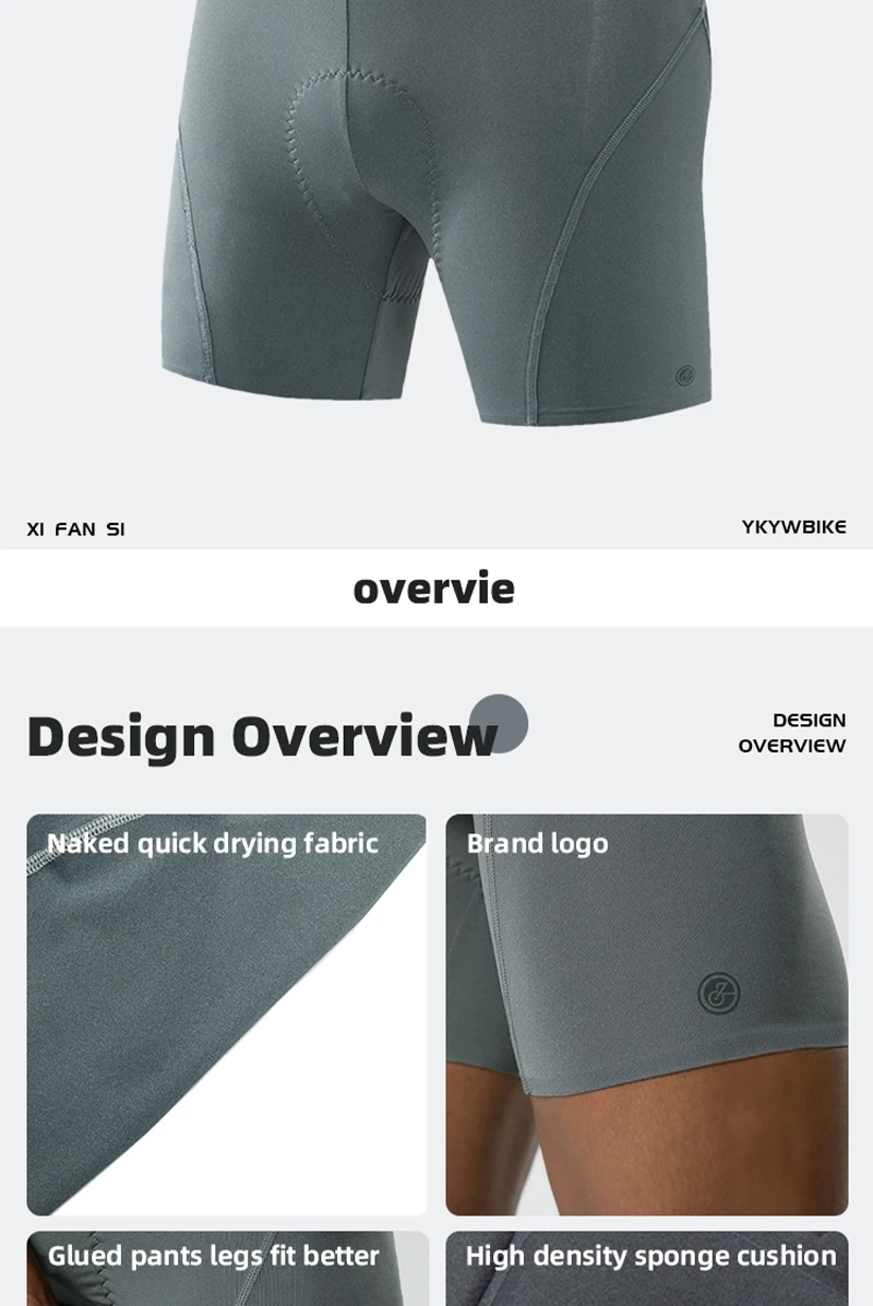 Ykywbike Herren Radhose Fahrradunterwäsche Belgien Hochelastisches Schwammpolster Stoßfeste MTB-Shorts Mountainbike-Unterwäsche – Detail 2