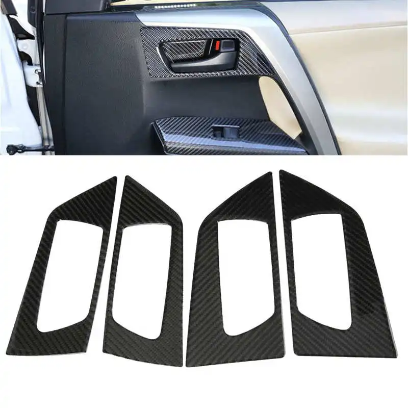 4pcs Car Carbon Fiber Inner Door Handle Bowl Trim Cover Stickers for RAV4 2015-2019 (Soft) Car style