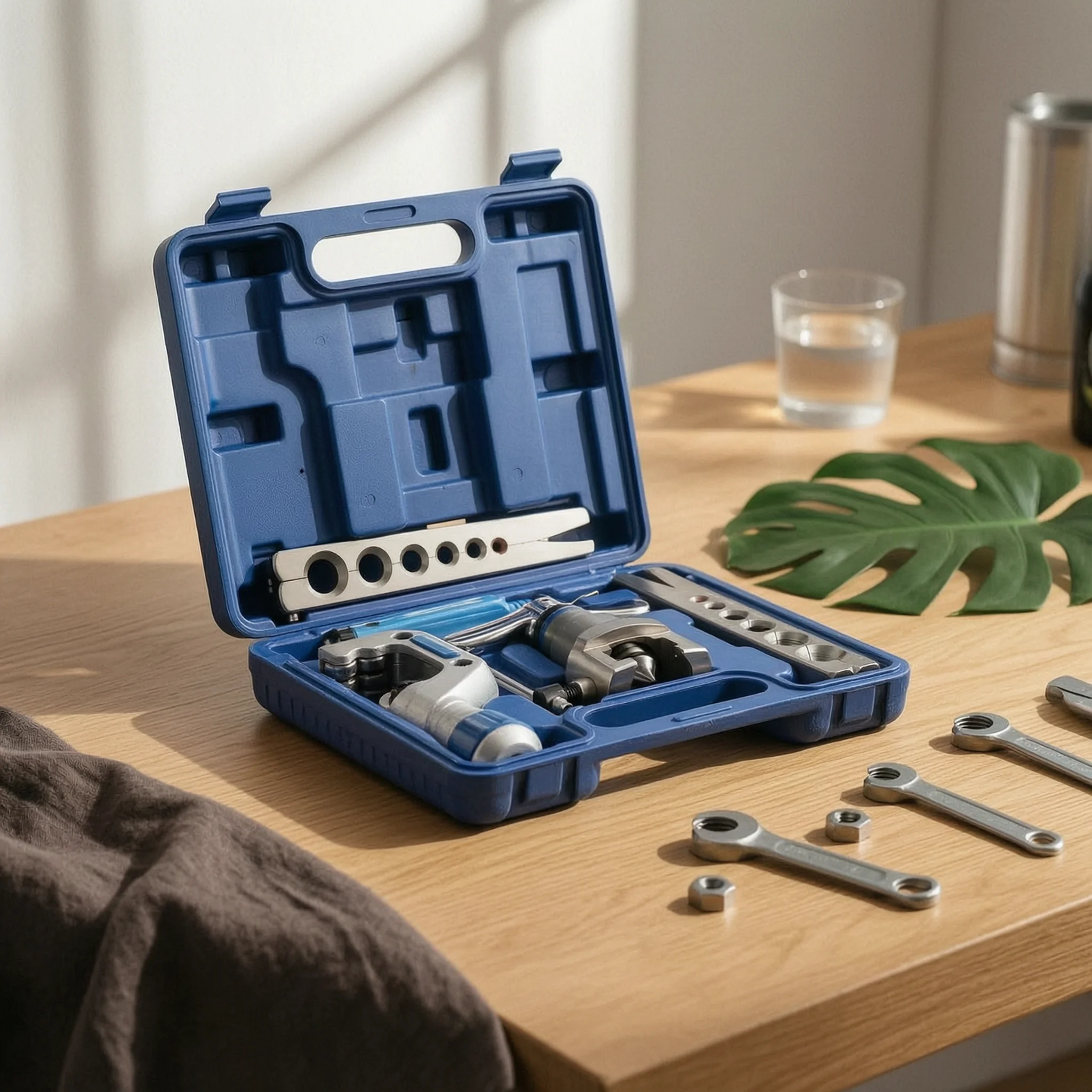 Flaring Tool with Carrying Case Sturdy Tubing Flaring Tool Set Copper Pipe Expander Set Manual Hand Tools Precision