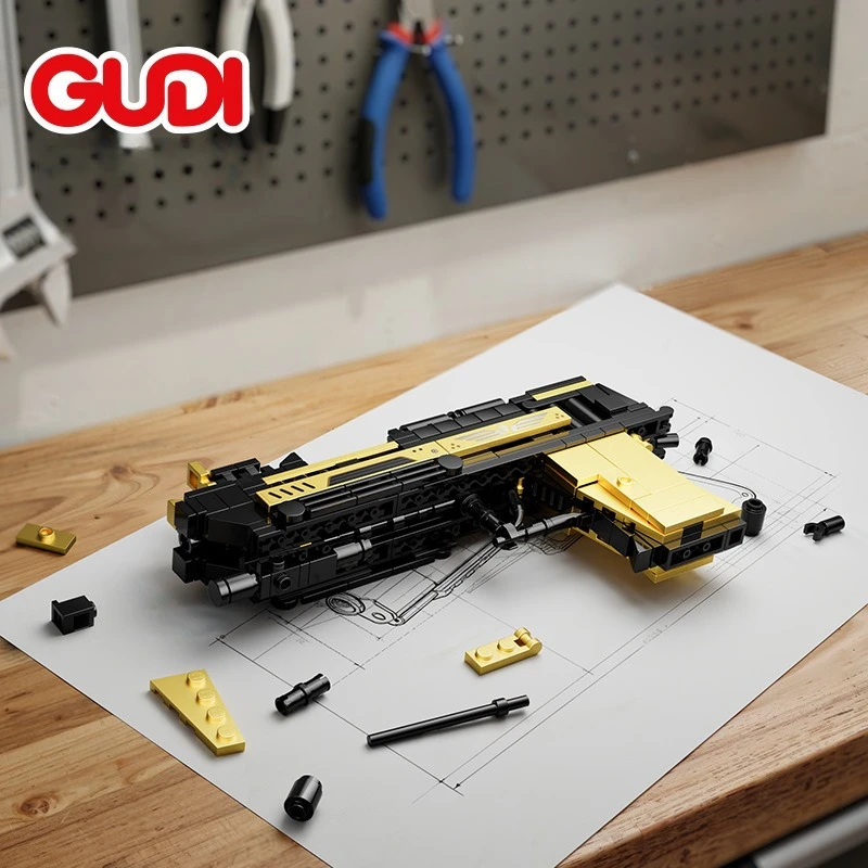 8 IN 1 Military Building Block Gun Small Particle Assembly Revolver Model Collectible Ornaments Boy Birthday Gift 40604