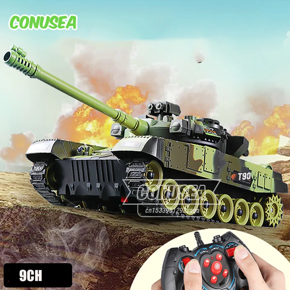 

9Ch Rc Tank T90 Model Crawler Car 1/30 2.4G Remote Control Tiger Tanks Models World War Battle Cars Truck Toys Boys Children