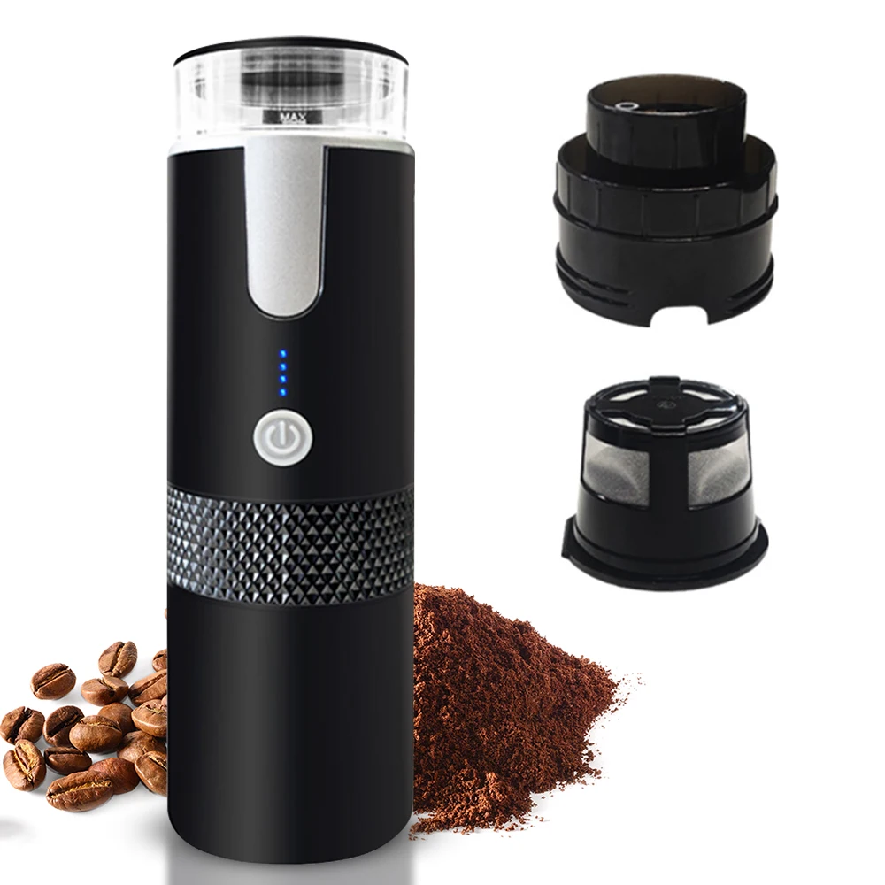 Portable Electric Espresso Coffee Maker Machines 6oz Single Serve with Cup Coffee Powder and Capsule Bin Rechargeable Automatic