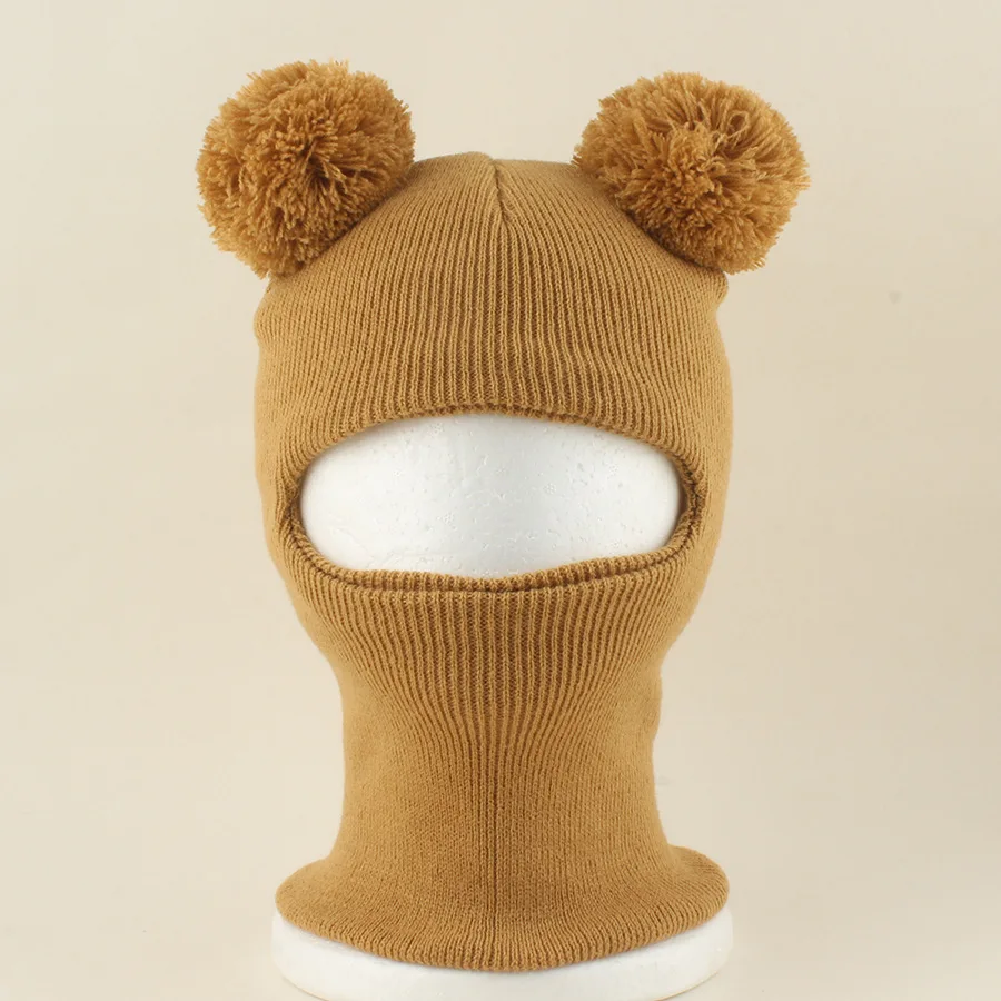 

Balaclava Hat Kids Boy Girl Winter Hood Cap Pompom Warm Accessory For Autumn Outdoor Cold Weather Holiday