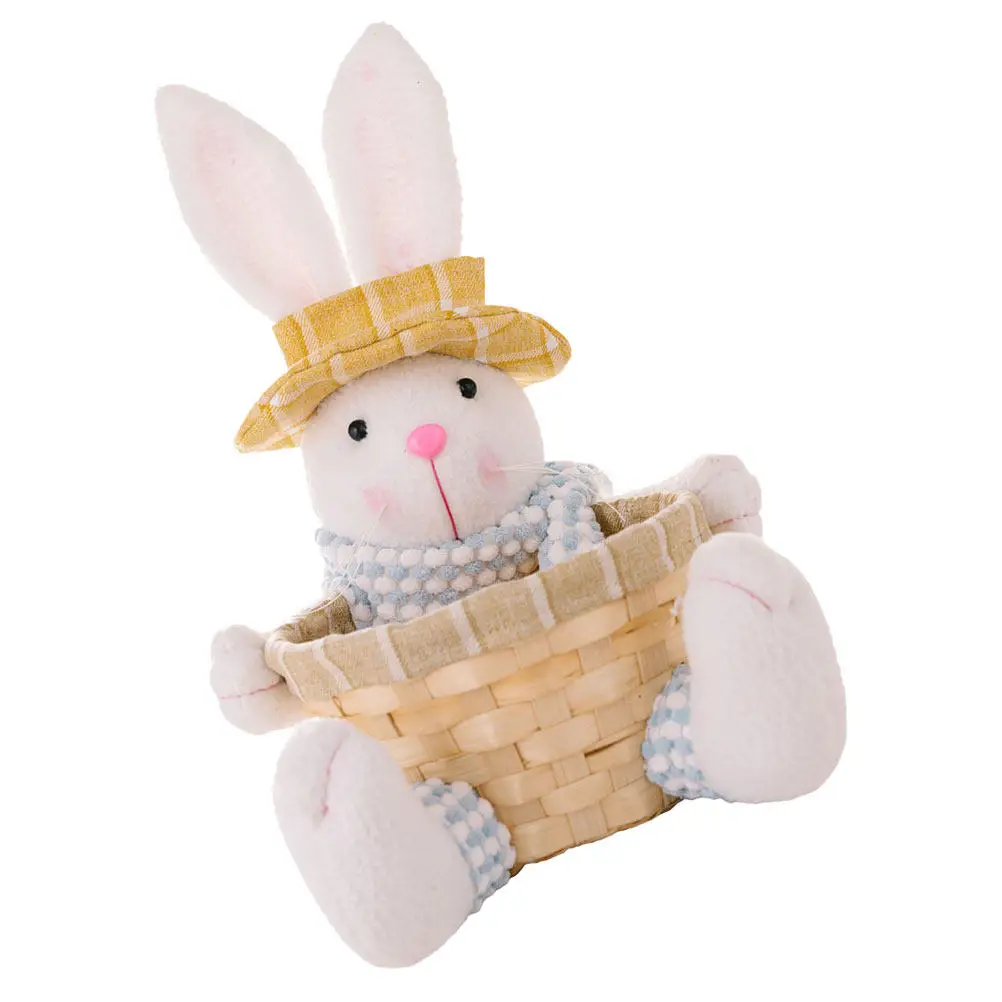 

Easter Bunny Storage Basket Handcrafted Woven Style for Kitchen Fruit Bread Snacks Storage Candy Container Home Sundries
