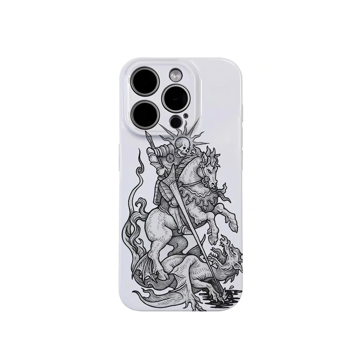 

Pencil Drawing of Skeleton Knight Case for IPHONE 17 16ProMax 15 14 13 12 11PRO Plus Acrylic TPU Two in One Magnetic Phone Cases
