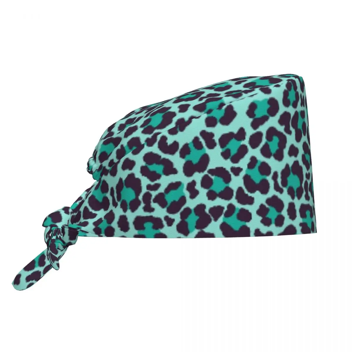 

Custom Turquoise Blue Leopard Print Medical Staff Scrubs Hat Women Men Cheetah Pattern Doctor Nursing Surgical Cap Scrub Caps