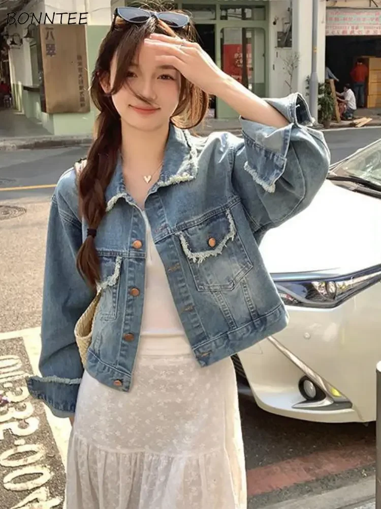 Denim Jackets Women Daily Casual Basic All-match Simple Korean Style Ladies Creativity Spring Personality Tender Delicate New