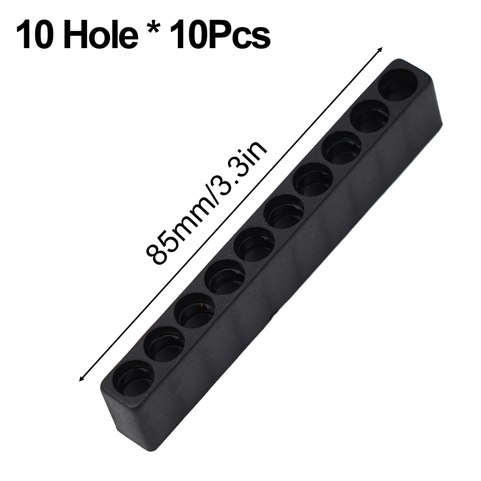 

10pc Black Screwdriver Bit Holders Hex Organizer 10 Hole Plastic Shank Box Case Hand Tools Storage Supplies Workshop 85x15x8mm