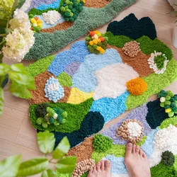 Handmade Diy Home Floor Mat Crochet Kit Hand-made Carpet Embroidery Material Kit Home Decoration Rug Crochet Set for Knitting