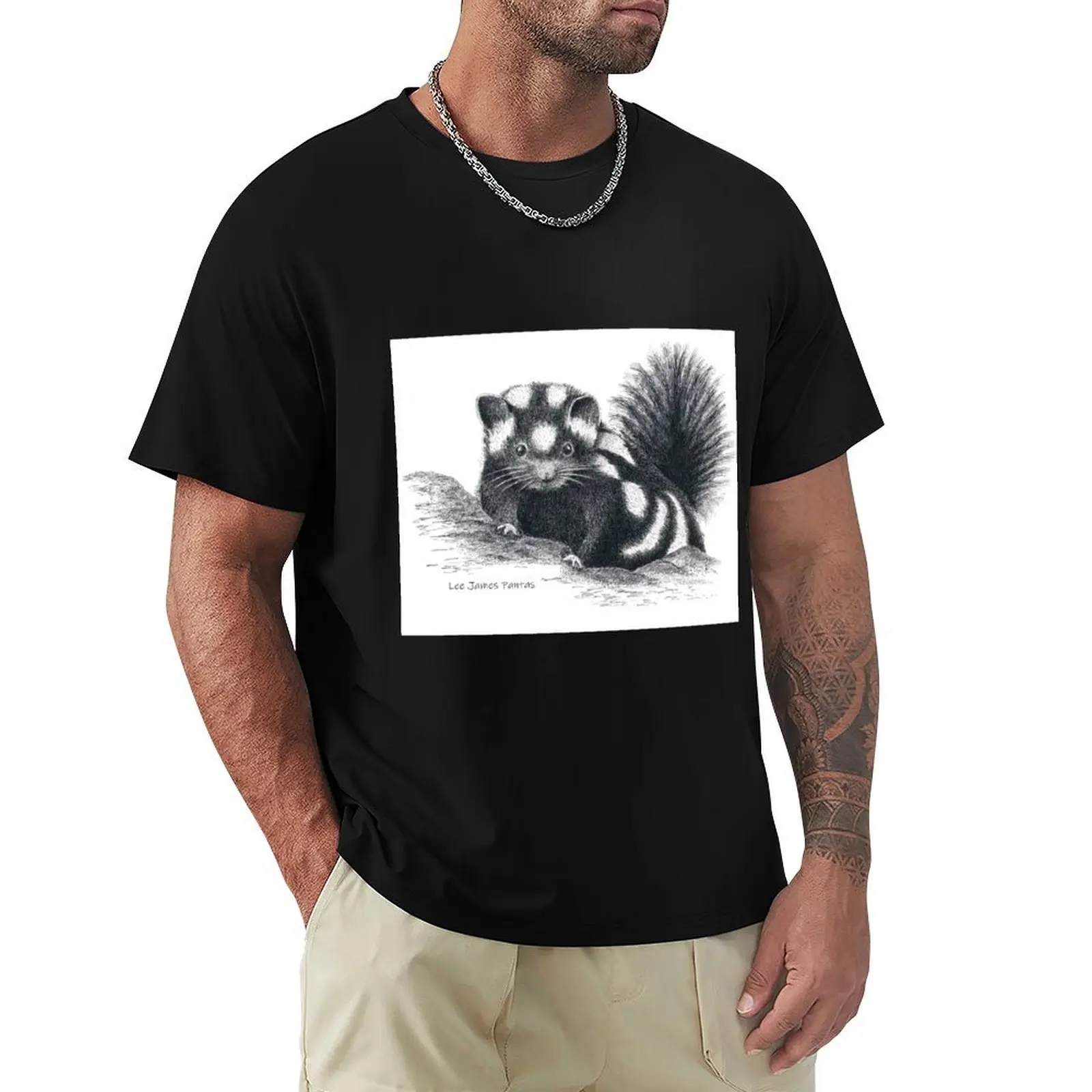 Eastern Spotted Skunk T-Shirt Casual Simple Design Short Sleeve Shirt