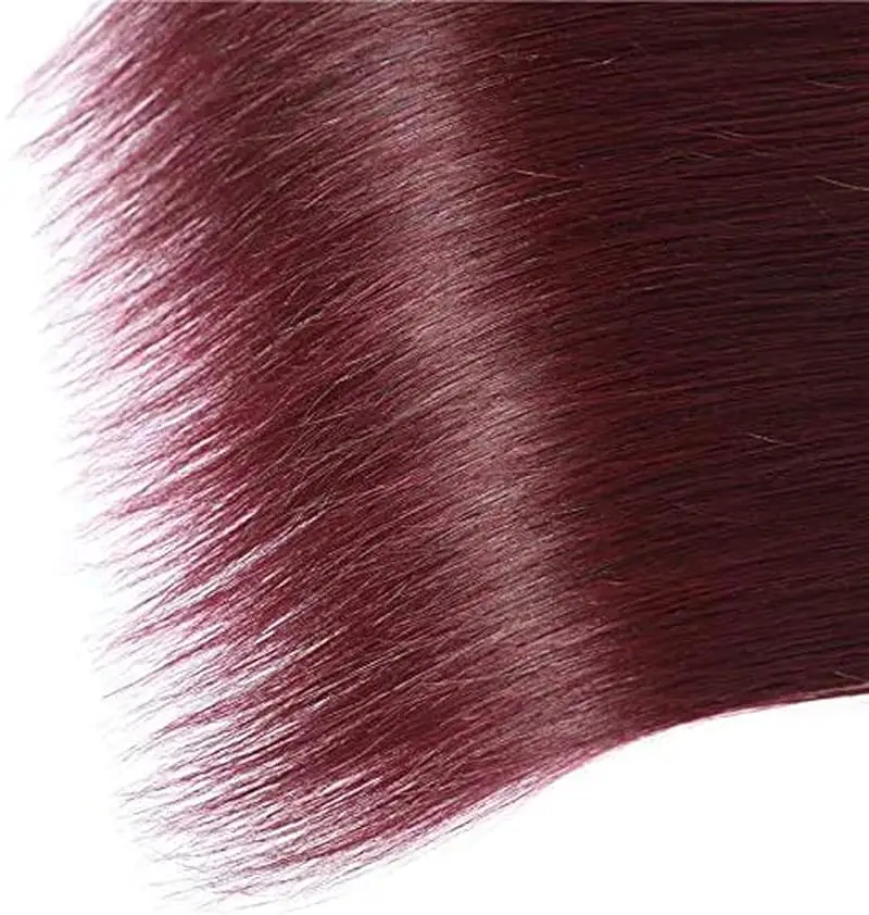 Ramo de pelo brasileño liso de 16 a 30 pulgadas, pelo largo trenzado de color rojo vino, sin tratar, Virgen María, adecuado para mujeres, # 99J