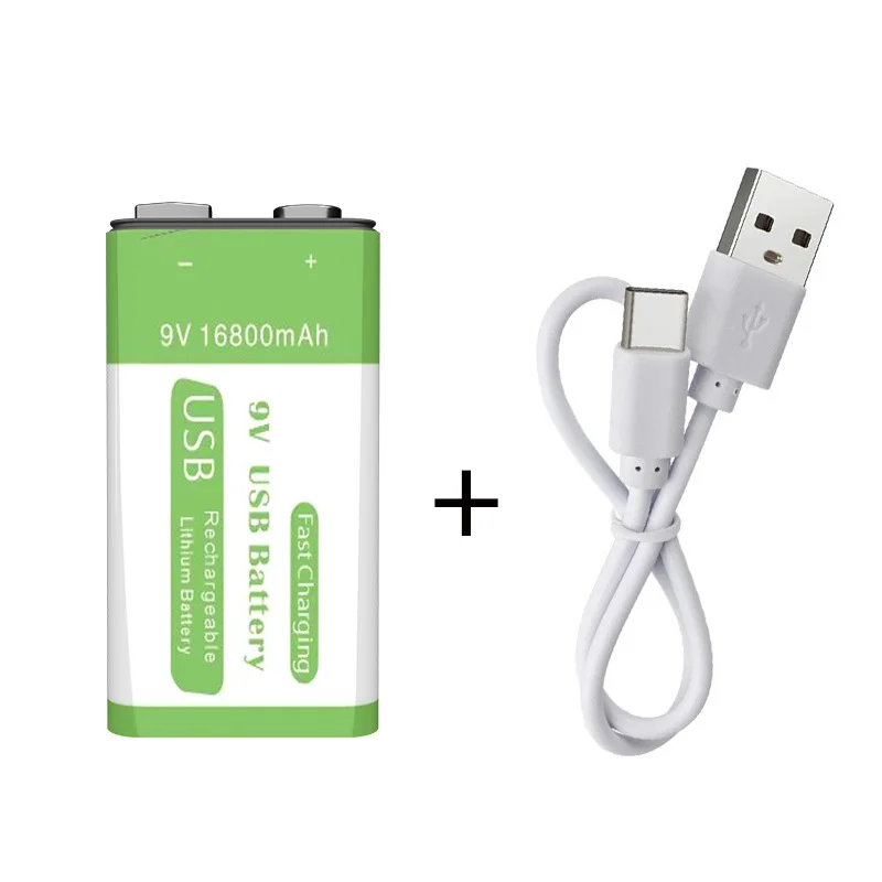 9V 16800mAh Rechargeable Lithium Battery Type-C Suitable for Microphones Multimeters Metal Detectors