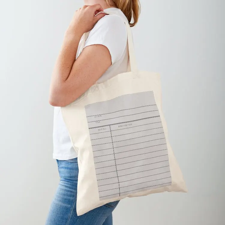 

Vintage Library Card - Gray Tote Bag bag for beach foldable reusable bag shopping logo shopper women canvas
