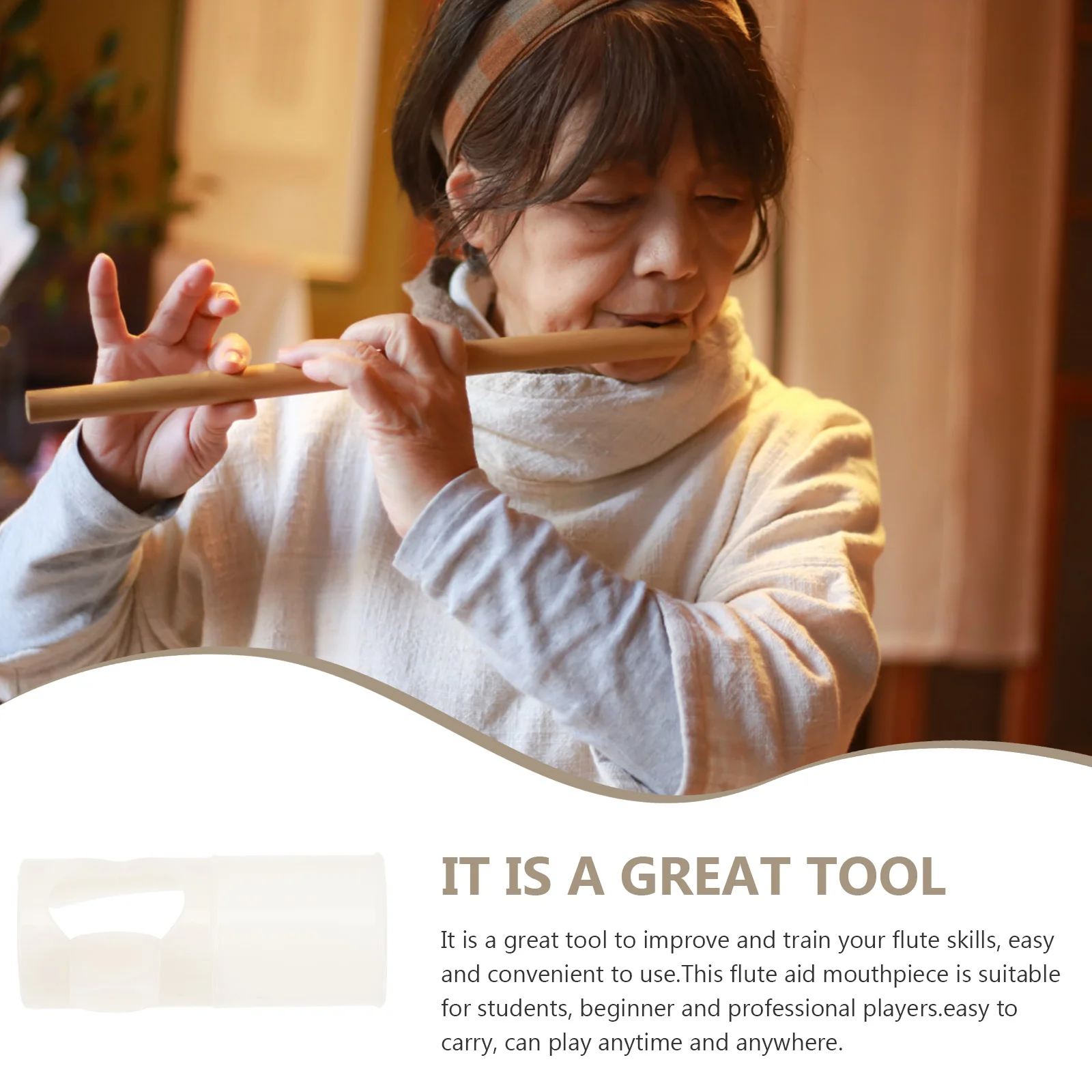 

Flute Aid Mouthpiece Durable Transparent Safe Flute Learning Tool for Students Beginners Musical Instrument Accessory