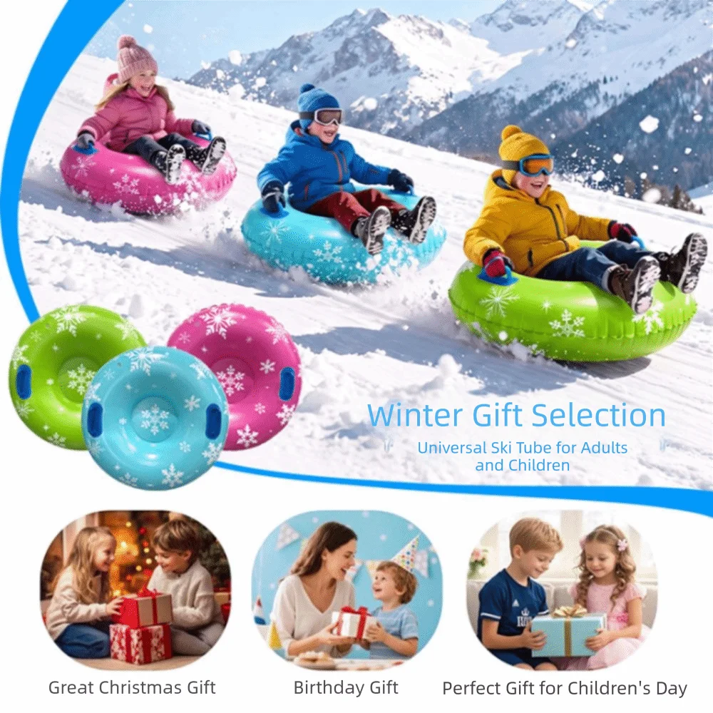 Thickened PVC Inflatable Snow Tube Anti-side-slip Anti-rollover Snow Sledding Tube Wear-resistant Heavy Duty Inflatable Sled
