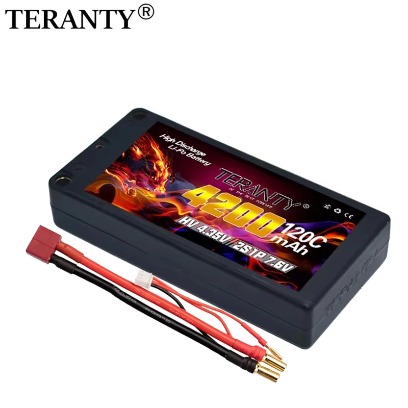 Akumulator Lipo TERANTY 2S 7.6V 4200mAh 120C/240C do zdalnie sterowanego modelu samochodu wyścigowego, czołgu, typu Big Foot, do driftu, z twardą obudową.
