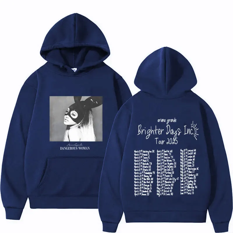 سترة بغطاء للرأس من ألبوم Singer Ariana Grande Brighter Days Harajuku للرجال والنساء بغطاء للرأس مطبوع على الموضة للرجال والنساء بلوفرات ملابس خروج للجنسين #5