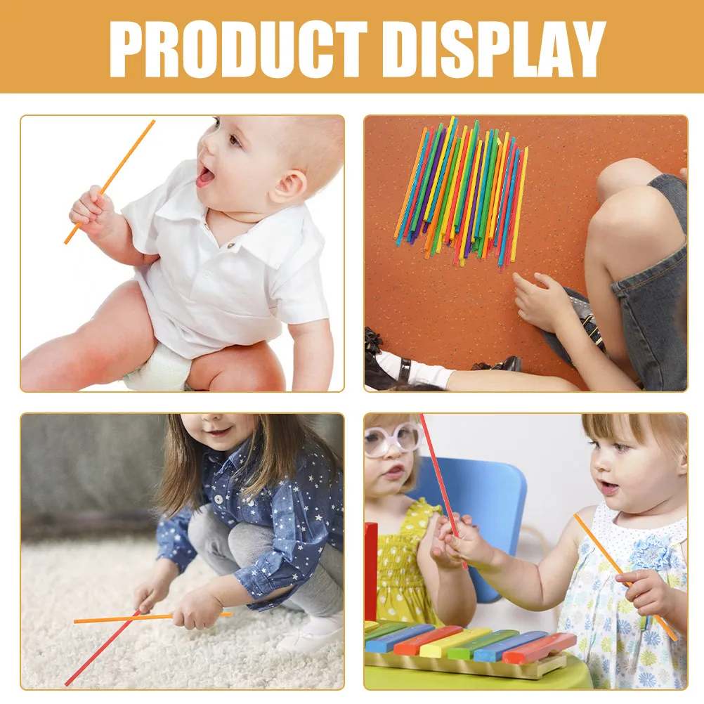 

100pcs Colorful Kids DIY Musical Instruments Rhythm Round Wooden Music Sticks Instruments Sticks Small Size Lightweight