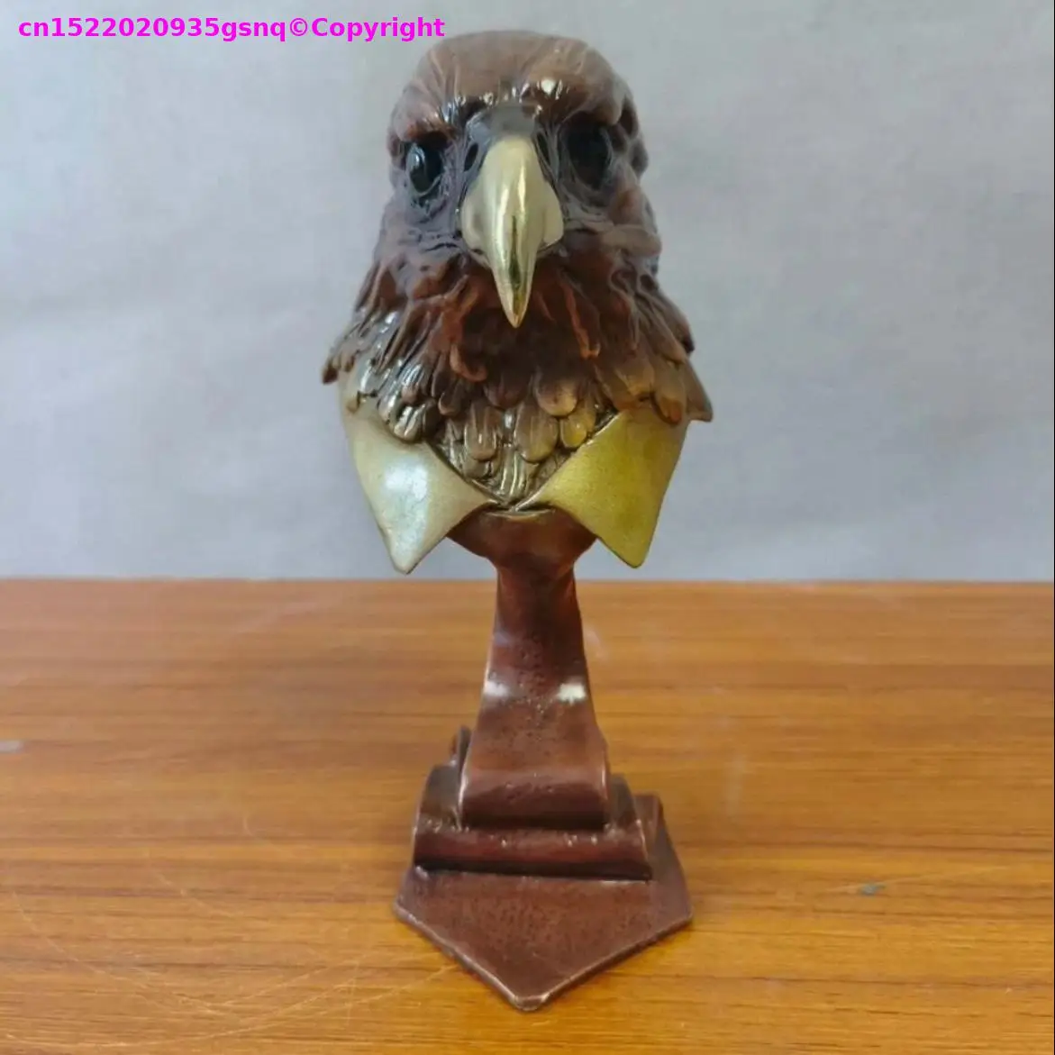 Exclusive GOOD bronze Carving saker falcon animal ornament copper sculpture eagle head Arabian Eagle home office bar decoration